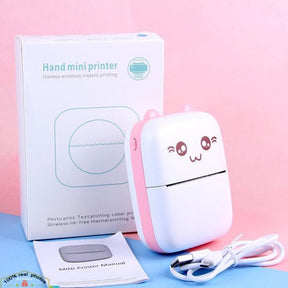 Portable Mini Pocket Printer Cute Thermal Printer with Thermal Printing Paper USB Cable for Note Photo Web Document Printing